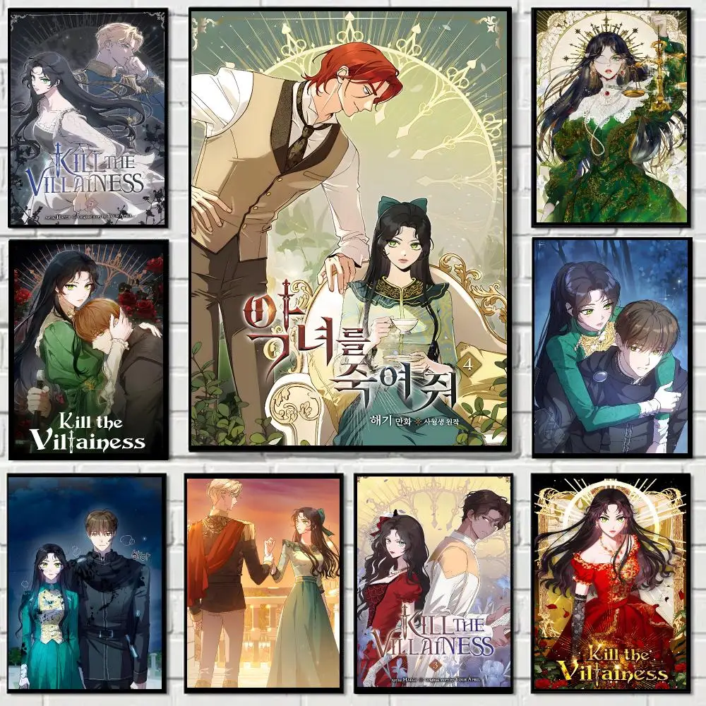 Kill the Villainess Manhwa Fantasy Poster Self-adhesive Advanced Aesthetic Printing Paper Wall Art for Living Room Home Decor