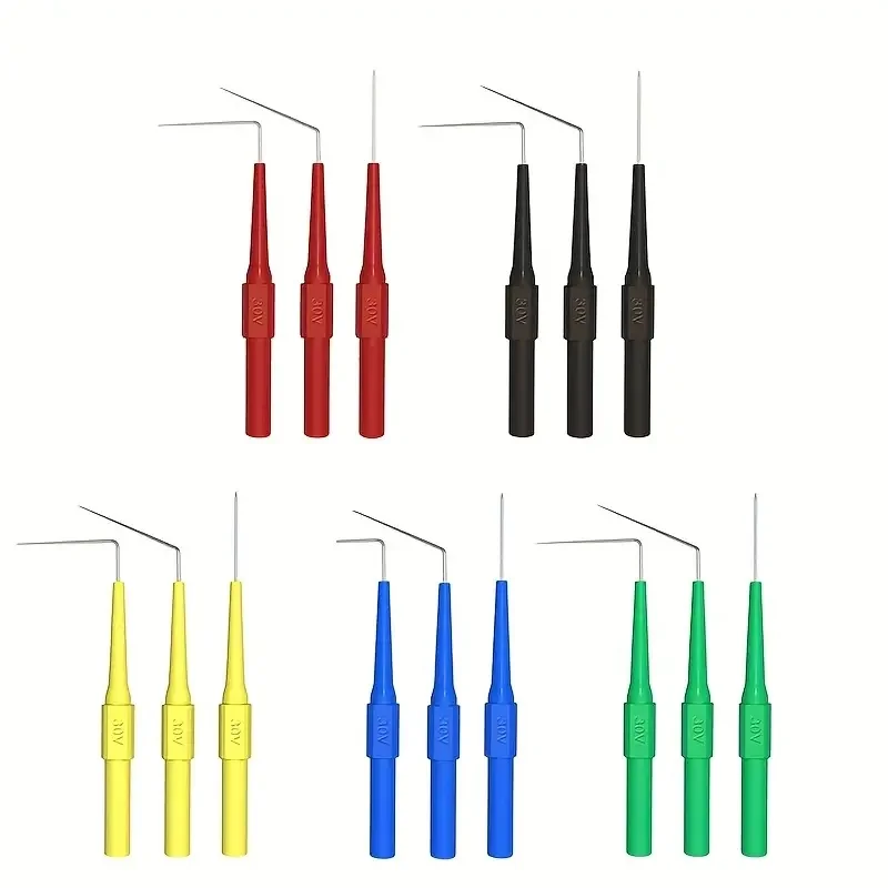 Cleqee  Back Probe Kit Multimeter Test Leads 4mm Banana Plug to  Alligator Clips Wire Piercing Probe Automotive Tool