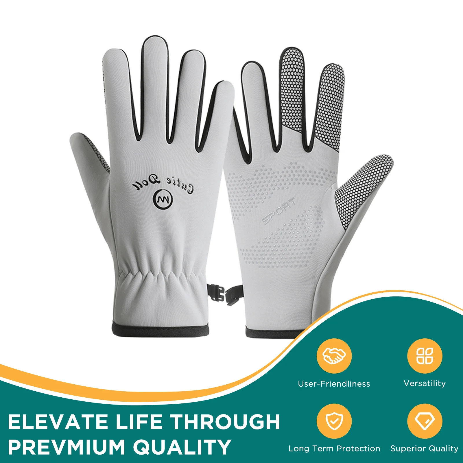 Women Winter Gloves Touchscreen Windproof Anti-Slip Water Resistant with Drawstring for Skiing Cycling Outdoor Activities