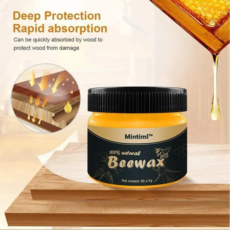 85g Wood Care Wax Solid Wood Furniture Polishing Seasoning Beeswax Polisher Waterproof Furniture Care Maintenance Beeswax