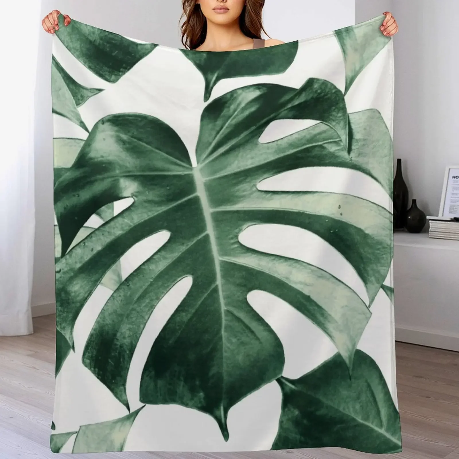 Tropical Monstera Leaves Dream #2 #tropical #decor #art Throw Blanket funny gift Blankets