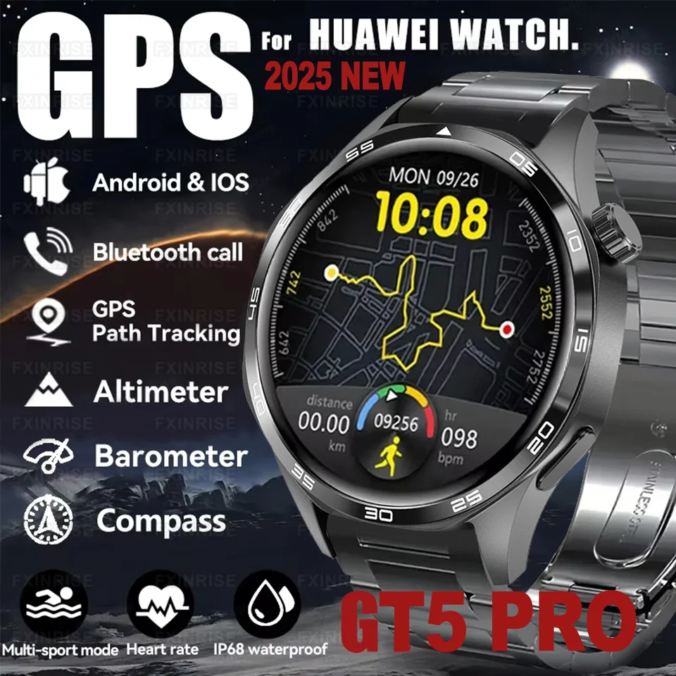 

2025 Новые часы 5 Pro Смарт-часы Мужчины GT5 PRO AMOLED HD Экран Bluetooth Вызов GPS Траектория NFC Сердечный ритм Компас Смарт-часы