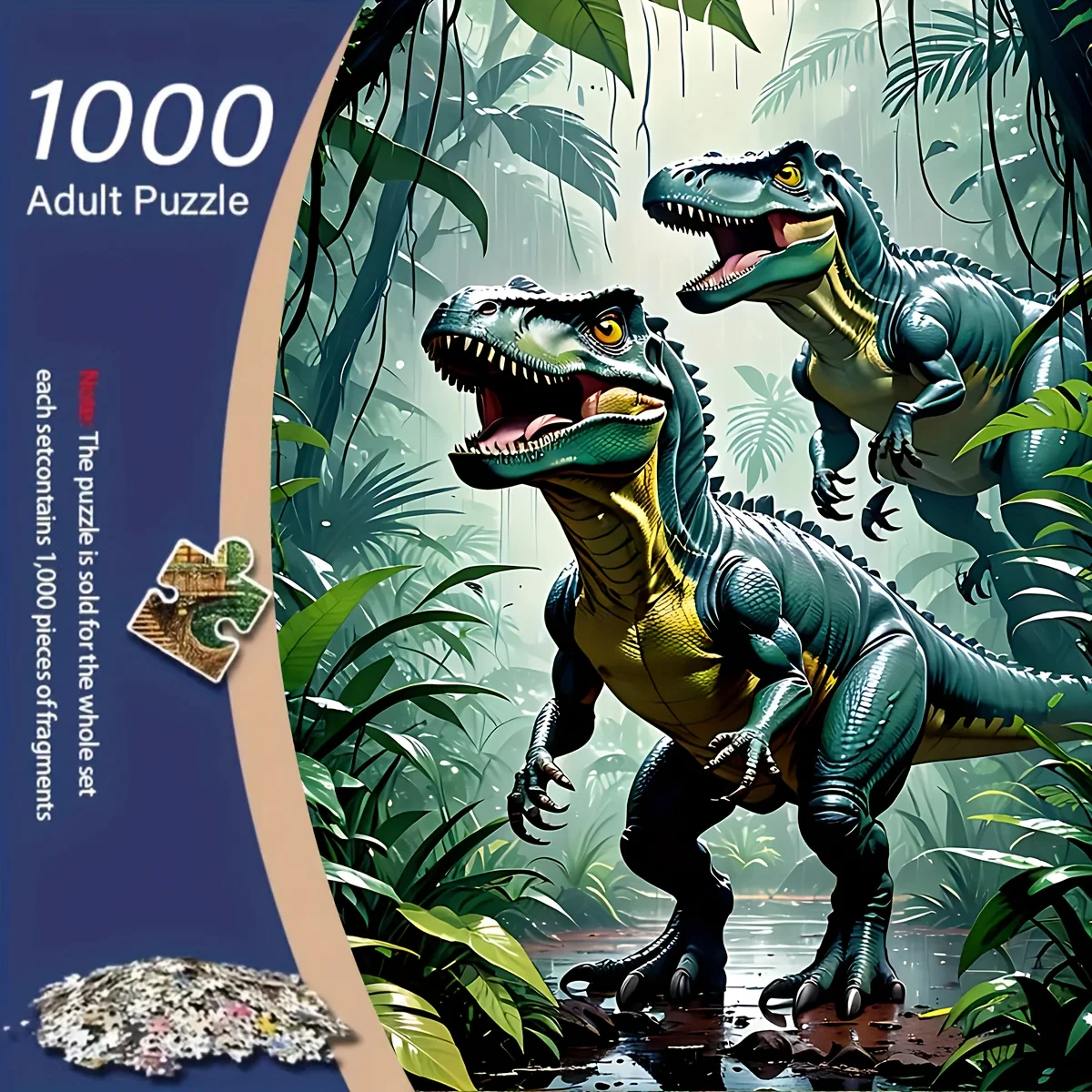 

1 Box of 1000pcs Dinosaur Jigsaw Puzzle Scene, 50*70 Cm/19.7*27.6 Inches, with Upgraded Difficulty And Intellectual Challenge,