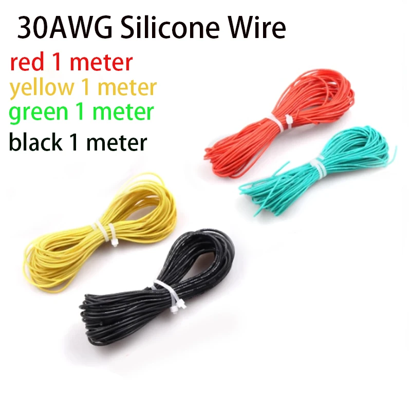 High Quality 30AWG Silicone Wire Yellow/Green/Black/Red Cable for RC FPV Drone Camera Flight Controller ESC Transmitter ELRS