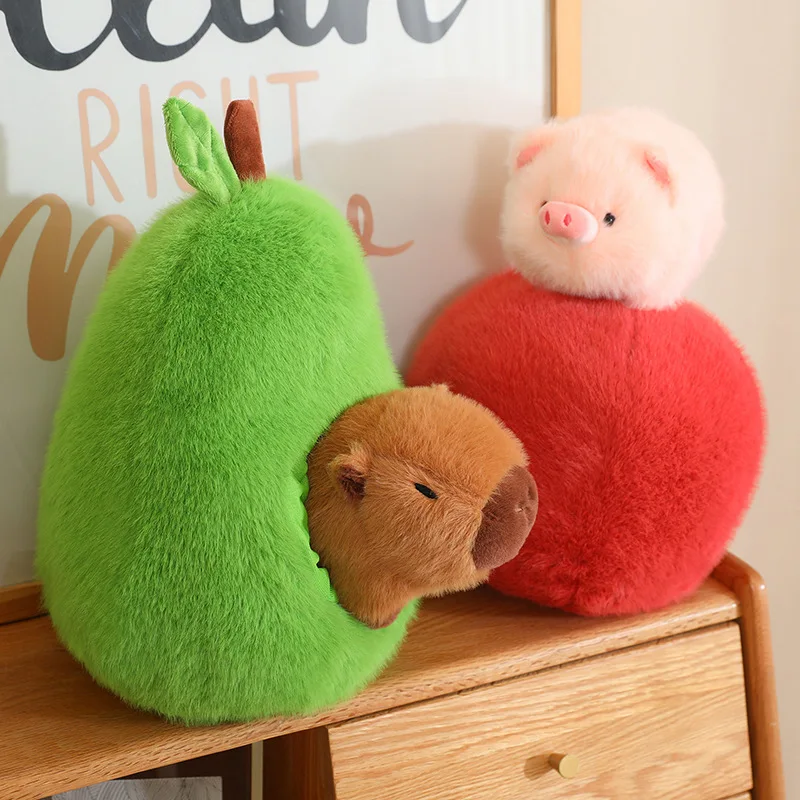 Mainan boneka buah Apple babi alpukat, mainan kreatif lucu Capybara mainan mewah dekorasi rumah hadiah ulang tahun anak perempuan