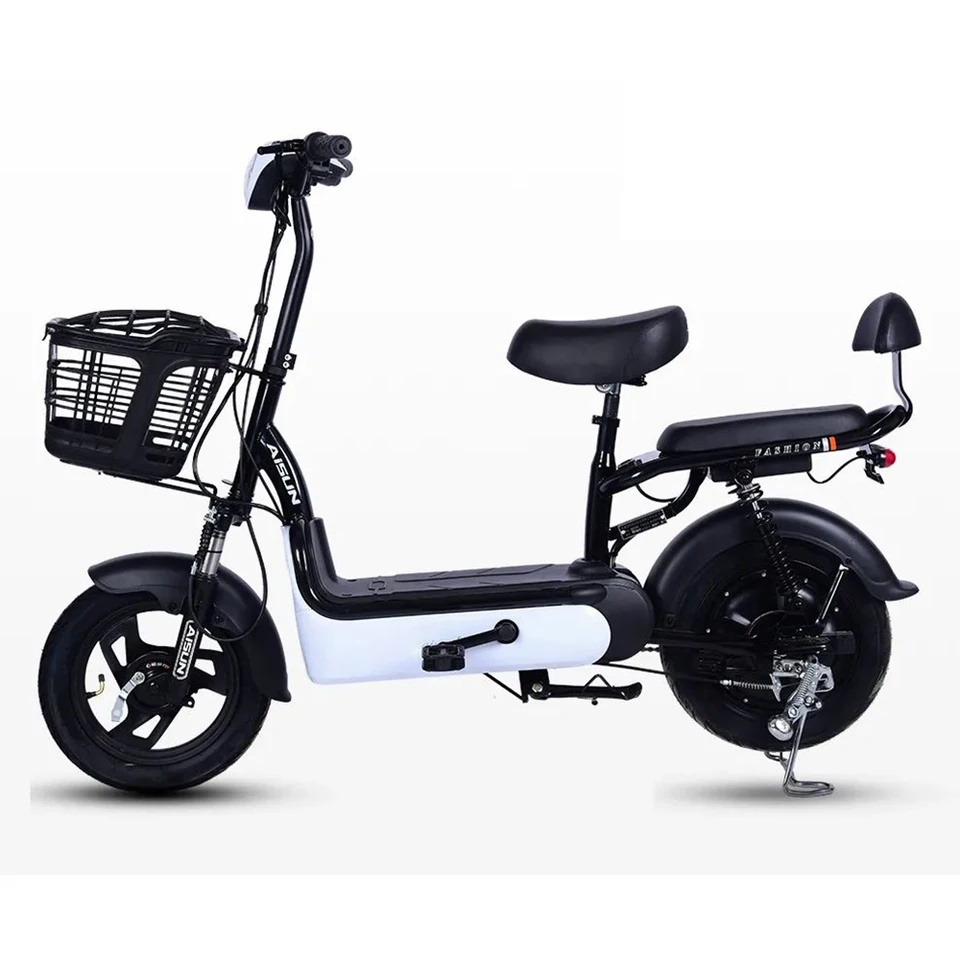 2024 Cheap Electric Bicycle 350W 48V Step Through 14 Inch Electric Cycle Electric Bike Scooter With Pedal image 3