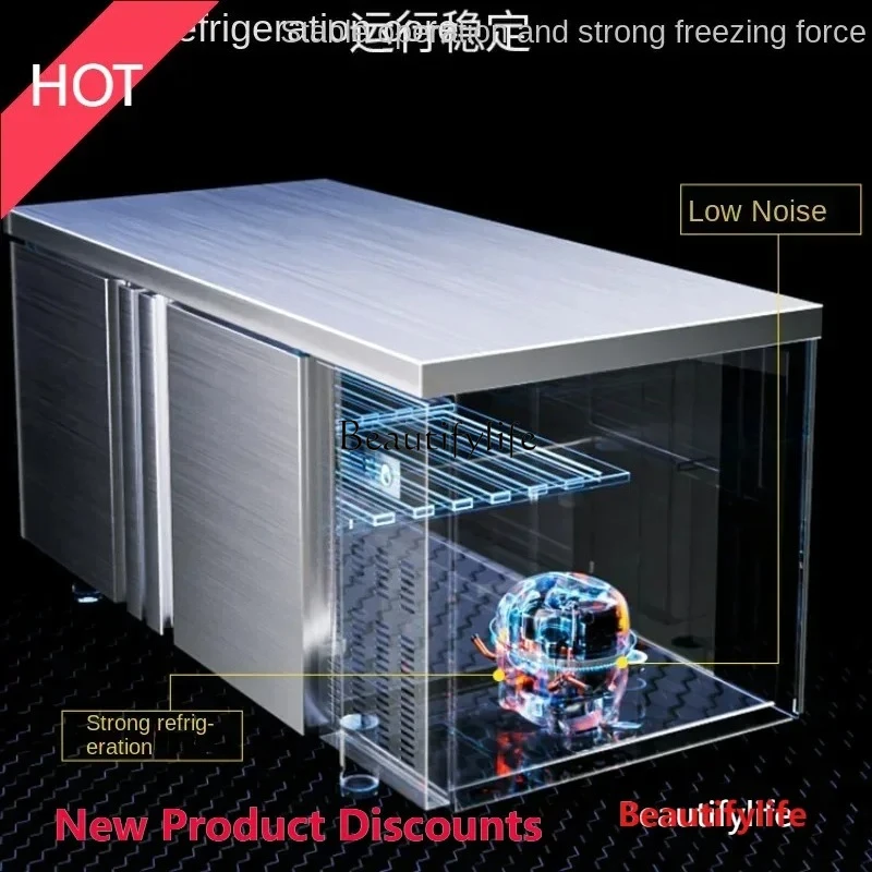 Refrigerated Table Commercial Freezer Kitchen Refrigerator Cabinet Freezer Stainless Steel Operating Table Fresh Cabinet