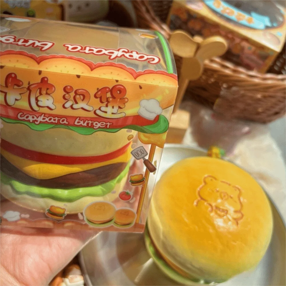 Langsam steigendes Capybara-Hamburger-Spielzeug, weicher Rückprall, Stressabbau, Hand, entspannendes Geschenk, leichtes, tragbares Kuchen-Simulationsspielzeug, Geschenk