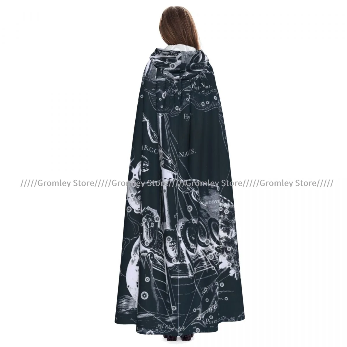 Constellation Print Witch Cloak Halloween Cosplay Costume Adult Unisex Cloak Retro Ages Cape