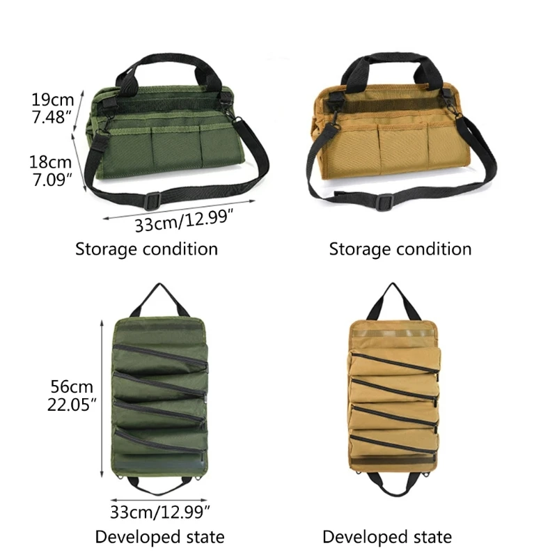 Bolsa enrollable multiusos para herramientas, organizadores portátiles y duraderos, rollo llave resistente, bolsa ligera para