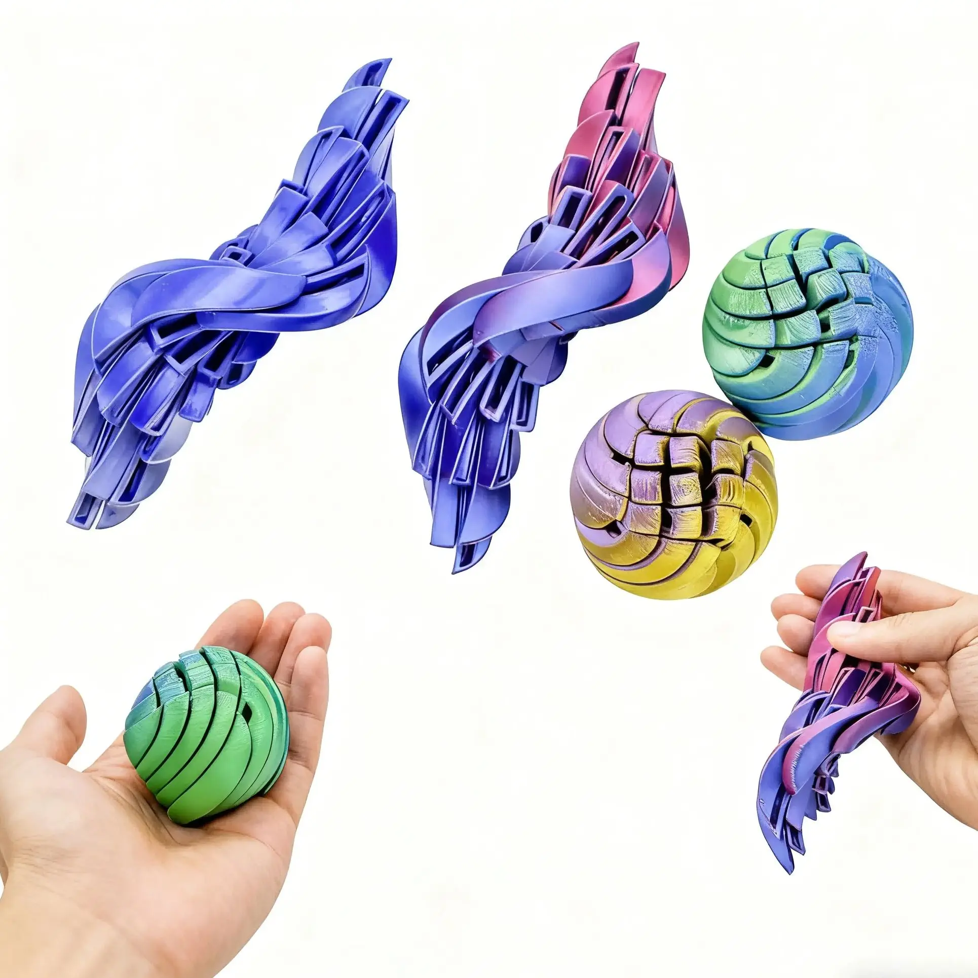3d Printed Spiral Pressure Reducing Sensor Ball Fidget Gear Flow Twist Ball Anti Anxiety Stress Relief Toy For Adults Kids