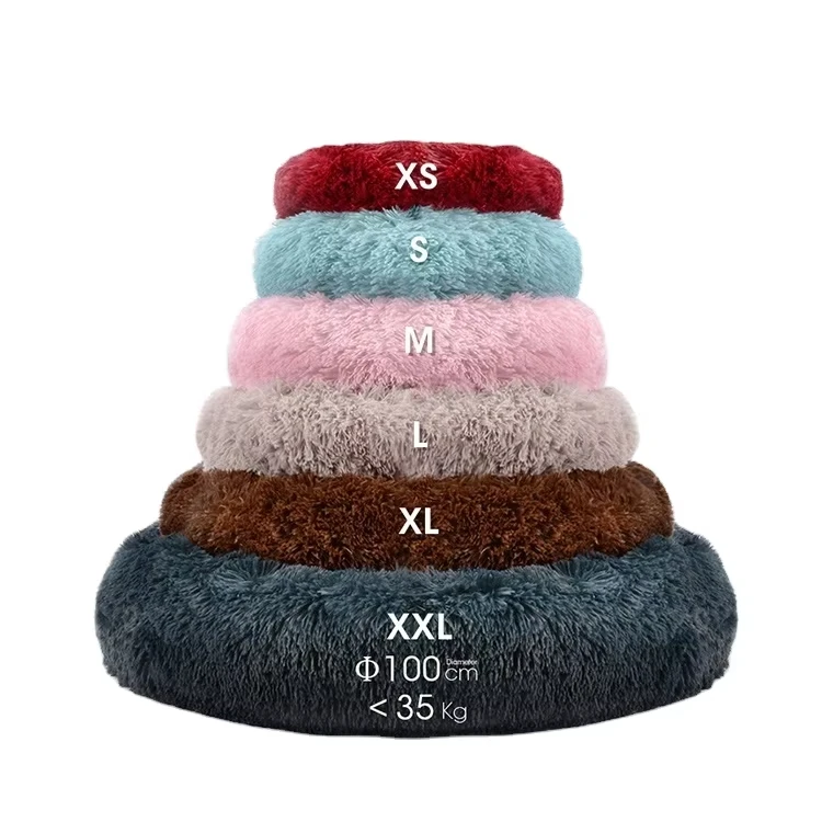 

New Luxury Super Soft Warm Plush Comfortable Pet Bed Round Calming Donut Dog Bed Washable Fluffy Cat House Sofa Cushion Bed