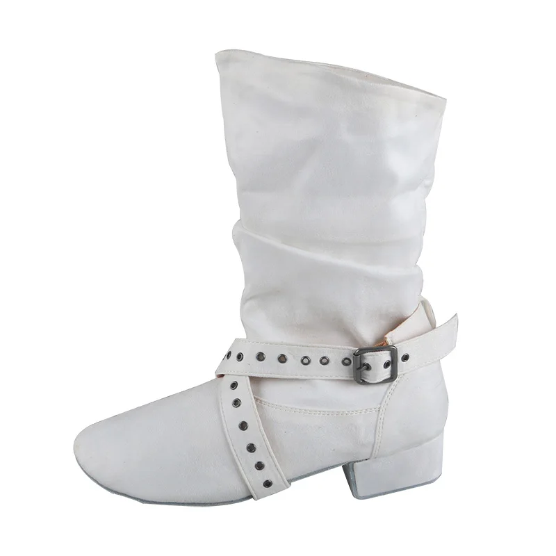 Venus-Bottes de brevà Talons Personnalisés pour Femme, Chaussures d'Hiver en Daim Blanc pour Salle de Bal, Salsa