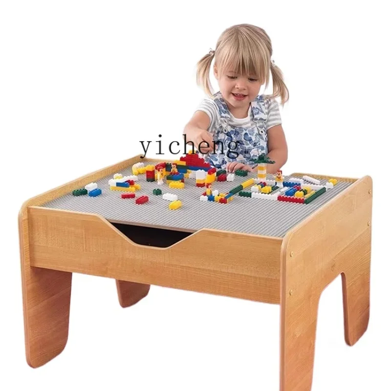 

ZK Children's Large Building Blocks Table Multi-Functional Large Particle Boys and Girls Baby Puzzle Assembled Wooden Toy Table