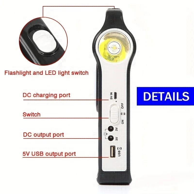 Portable 6V rechargeable solar panel power storage generator system USB charger with lamp lighting home solar energy system kit