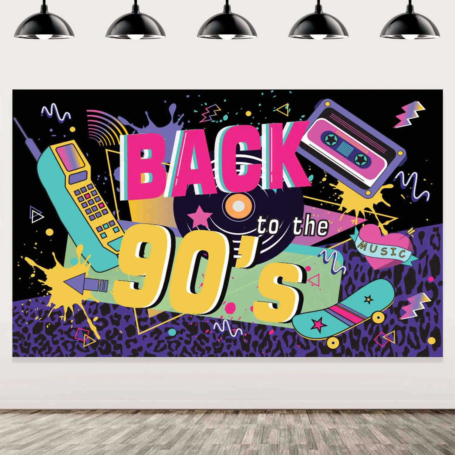 Back to The 90s Retro Hanging Banner, Background for Photography, Hip Hop Party Decorations, Birthday Photo Props