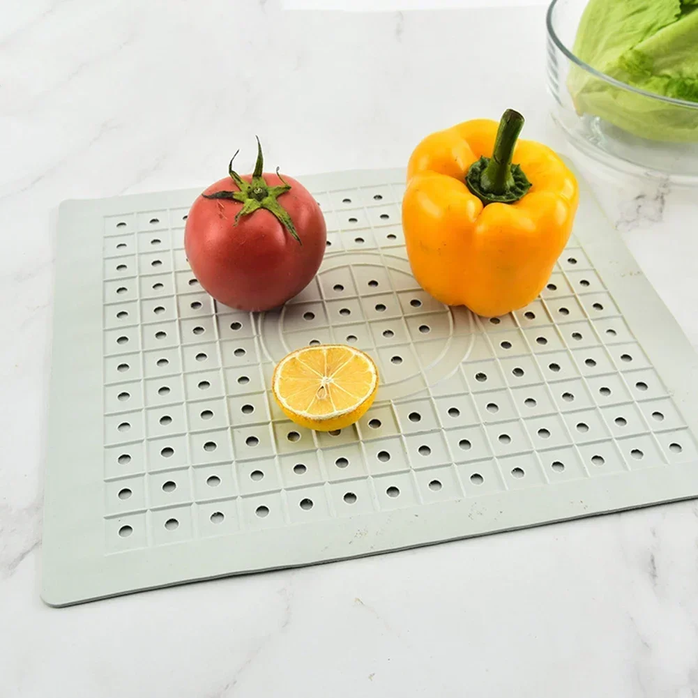 Praça e Rodada Cozinha Isolamento Mat, Esteira de isolamento, Rubber Wave Pattern, Sink Drain Pad, Impermeável e antiderrapante Circular Tableware Pad