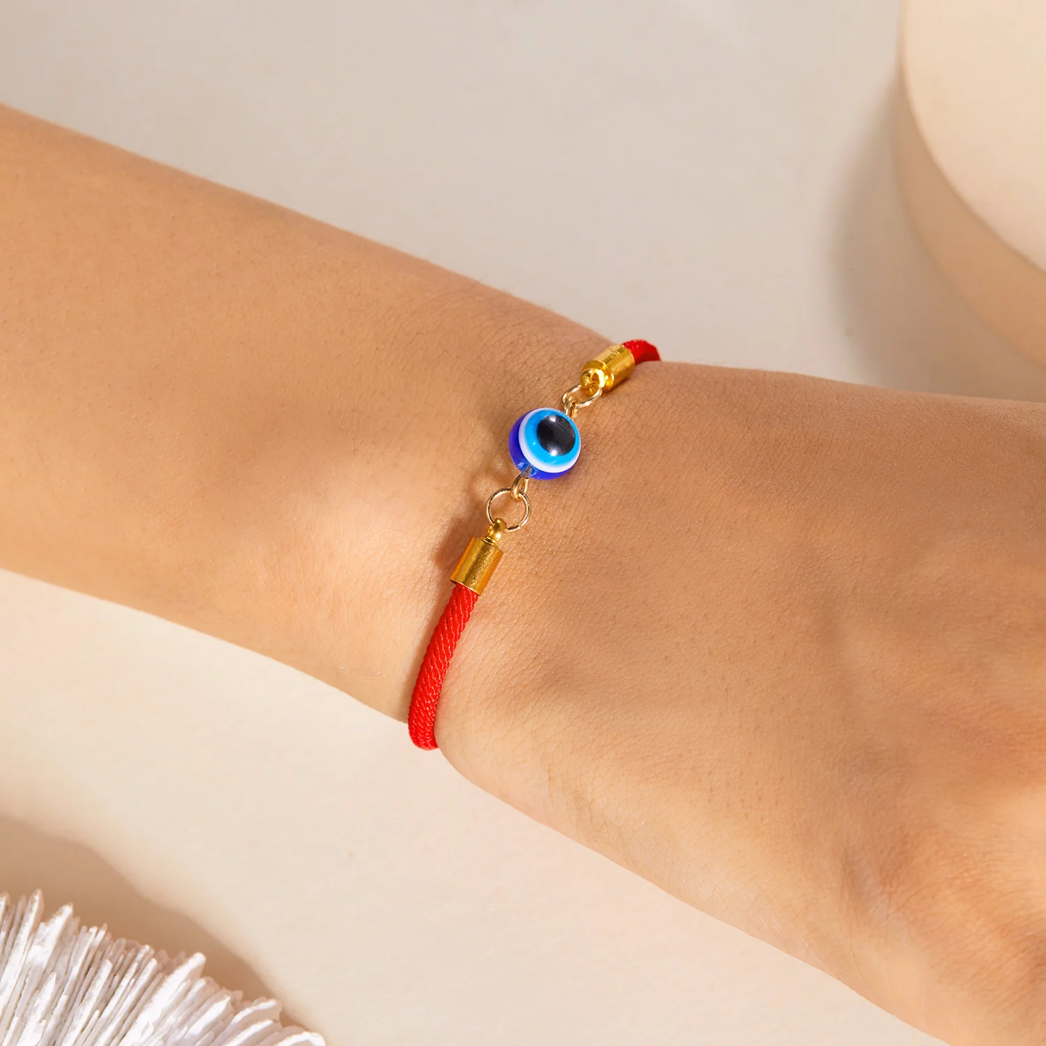 Einfaches türkisches blaues Evil Eye 7-Knoten-geflochtenes Armband für Damen und Herren, glückliches rotes Seil, handgefertigtes Armband, Ästhetik, Party-Schmuck – Detail 5
