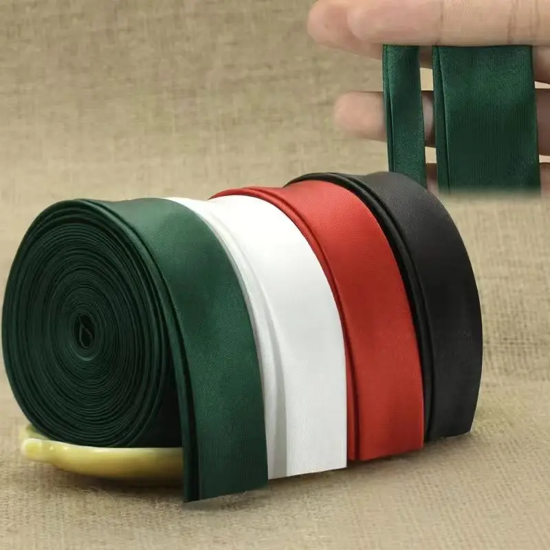 10 M * 2.5 CM Simple Style Satin Fabric Edging Strip Clothing Accessories Soft and Delicate Rolling Strip Clothing Edging Ribbon