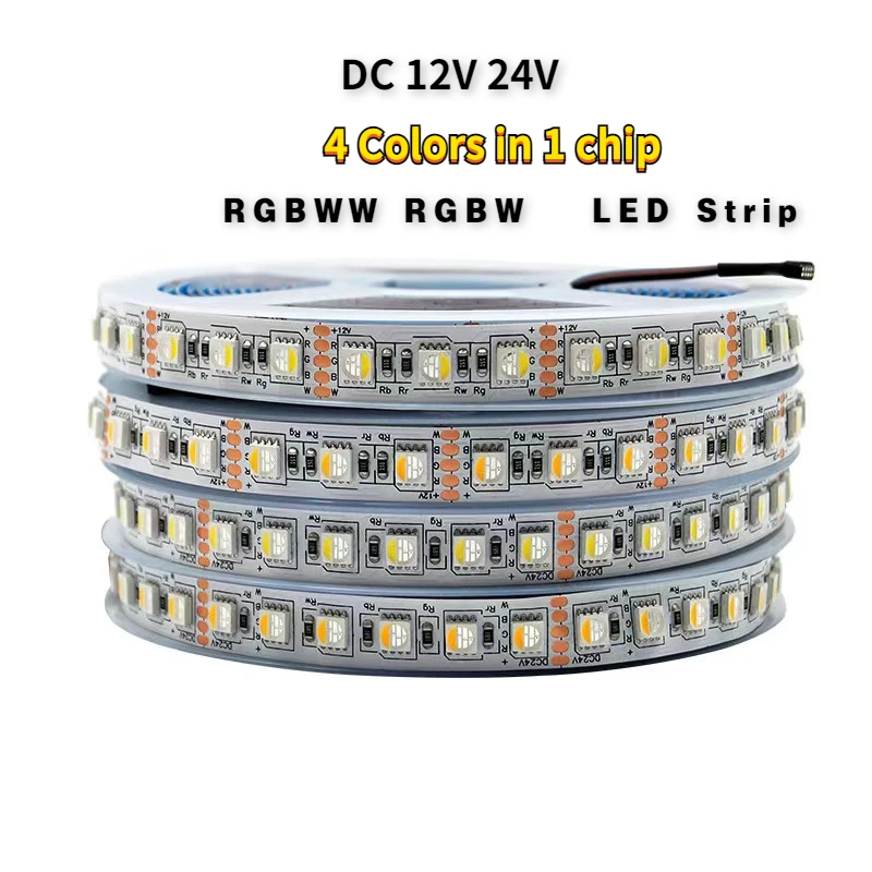 

100M DC 12V 24V RGBW RGBWW LED Strip 4 Colors In 1 Chip SMD 5050 60 108 120 Leds/M Flexible Ribbon Tape Rope Light