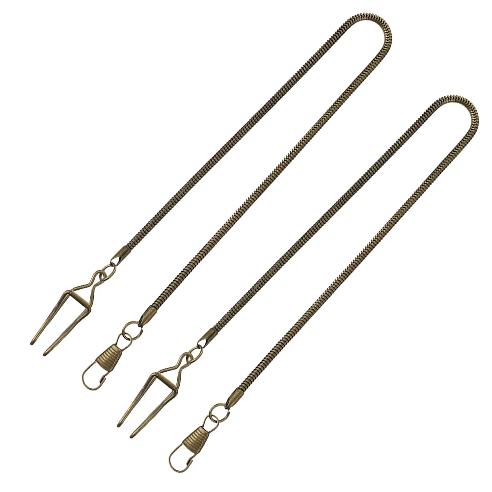 

2Pcs Vintage Pocket Watch Chains for Men Rugged Metal Fob Chain Clasp Waistcoat Suit Chain Timeless Style