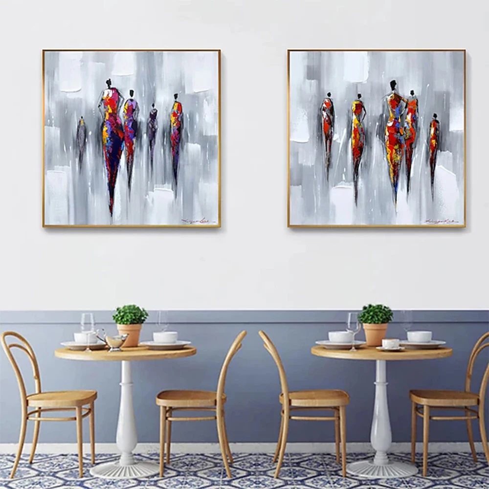 

Hand Painted Oil Paintings Modern Fashion Girl Painting Wall Art Girl Bedroom Handpainted Figure Abstract Art Oil Painting