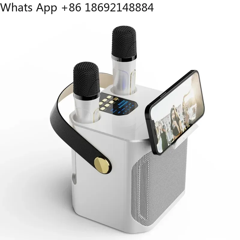 Caixa de Som Bluetooth S882 para Karaoke ao Ar Livre, Grande Volume, Microfone Duplo Familiar com Karaoke Tudo-em-Um