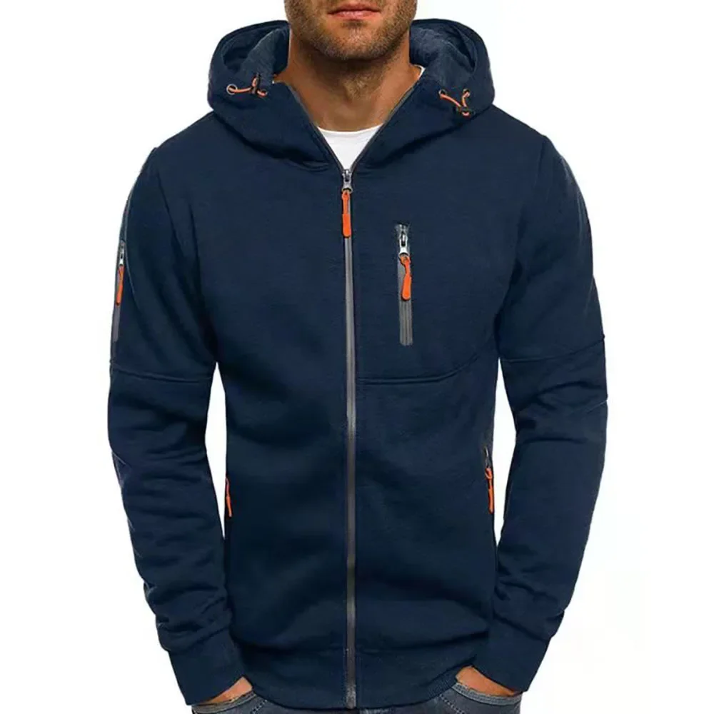 Mens Hoodie Fashion Casual Hoody Sportswear Loose Fleece Zip Up Harajuku Sweatshirt Man