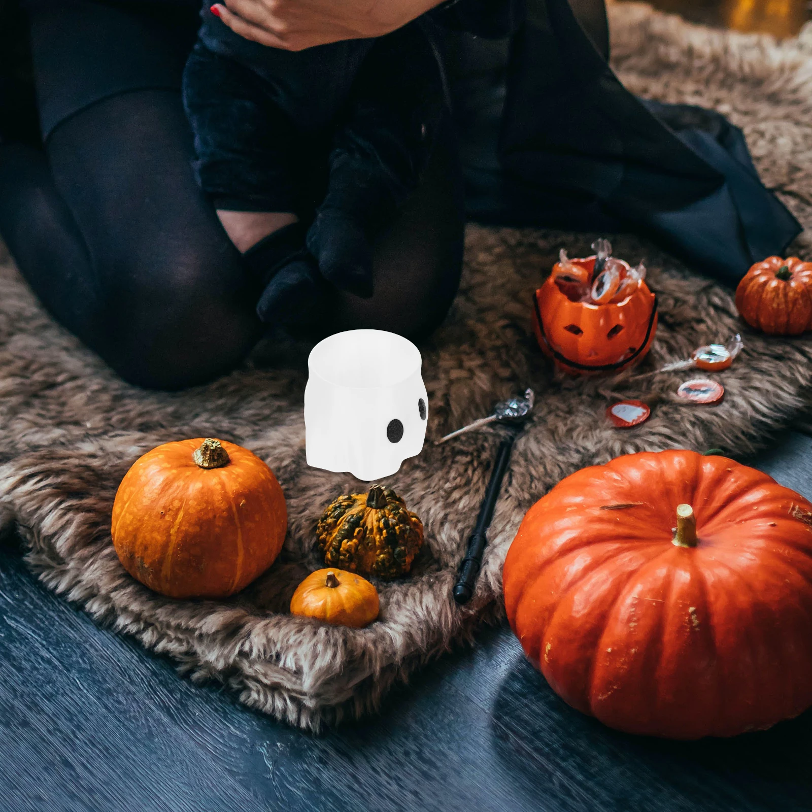 

Candy Bucket Ornaments Dispenser Plastic Piece Ghost Halloween Container Countertop