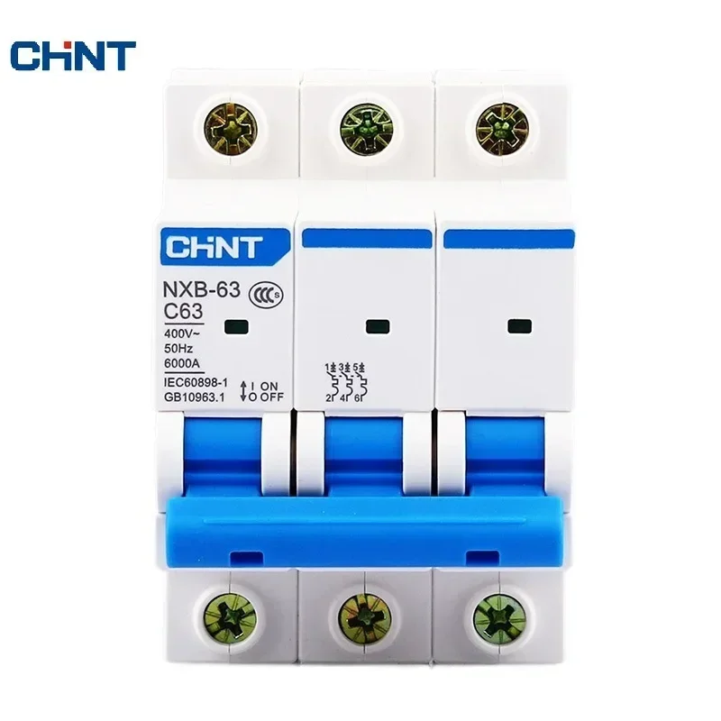 CHINT NXB-63 3P AC 230/400V Miniature Circuit Breaker C 6 10 16 20 25 32 40 63A Overload Protector  DZ47 C Style Air Switch MCB