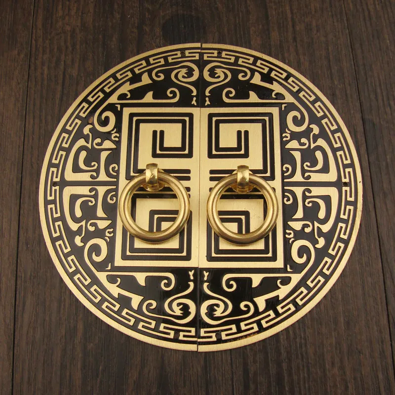 

2pcs/pair Antique Chinese Brass Knobs and Handles Pattern Pure Copper Door Drawer Pulls Cabinet Knobs Furniture Hardware