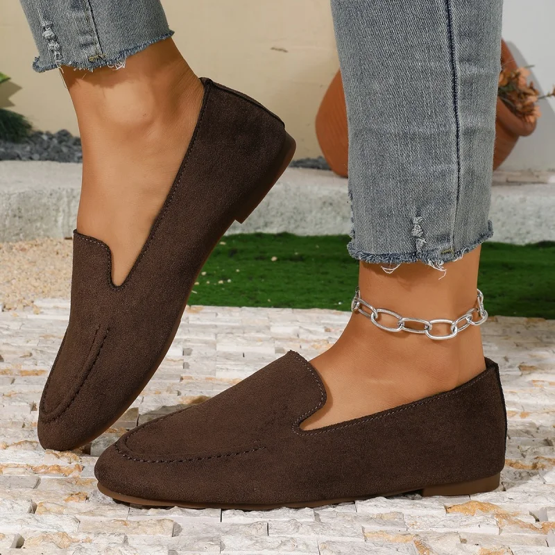 Modische, heiß begehrte, sexy flache Schuhe für Damen, Frühling und Herbst, neue runde Zehenpartie, einfache und bequeme Freizeitschuhe. – Detail 4
