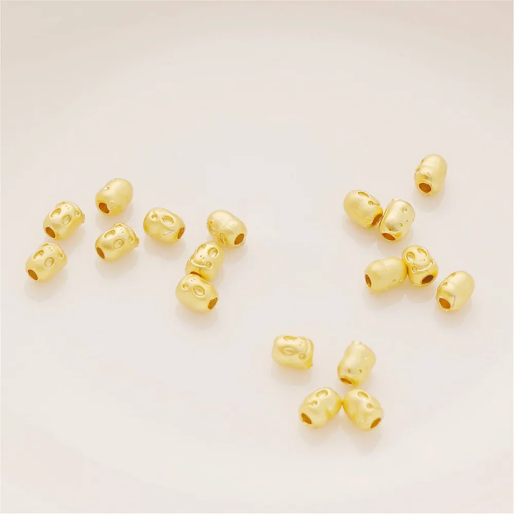 18K Dumb Gold Small Bucket Beads 5 * 6mm Small Robot Bead Partition Jewelry Beaded DIY Bracelet Necklace Large Hole Loose Beads