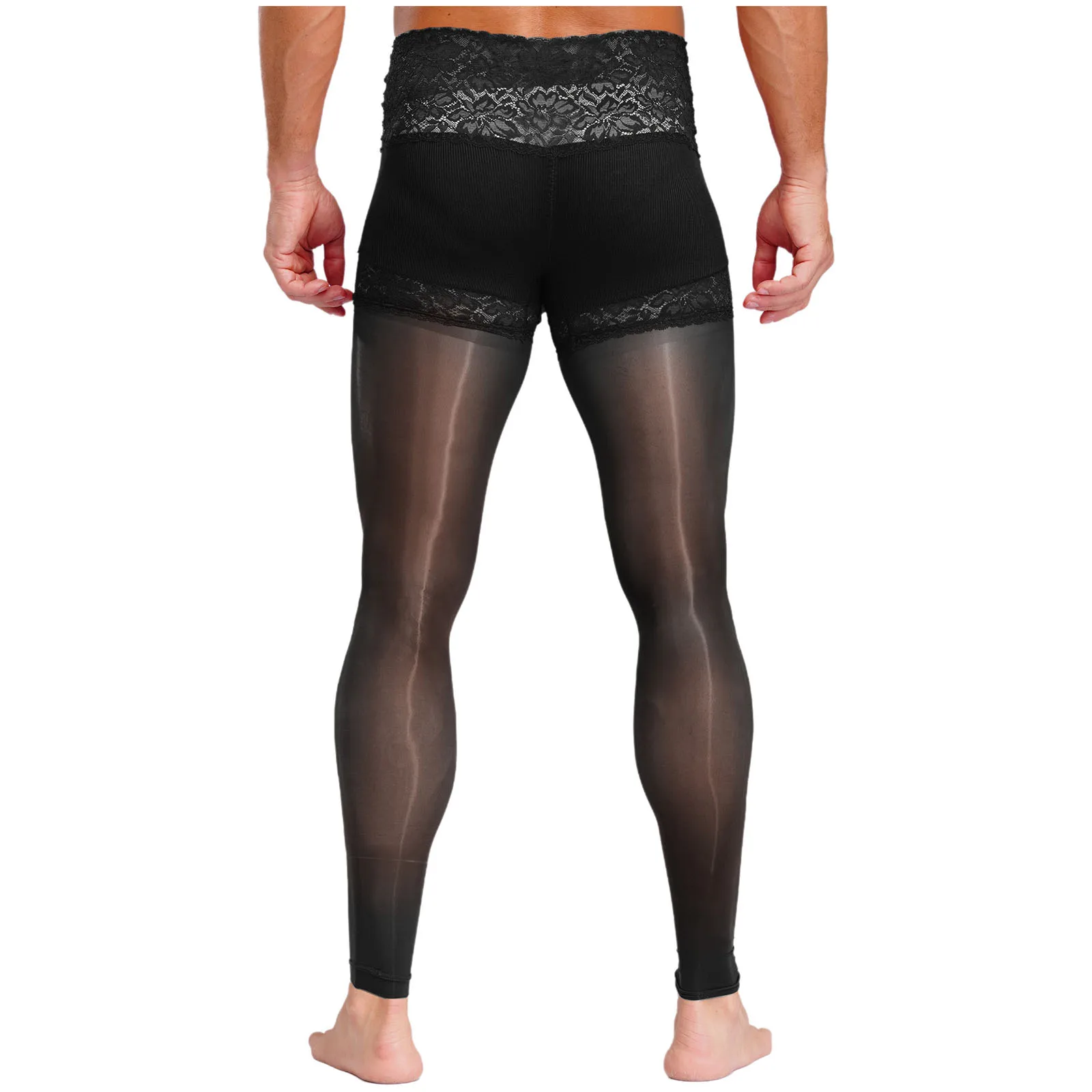 Lencería porno para hombres, medias de encaje para pseudo-niñas, medias transparentes para el cuerpo, mallas suaves y brillantes, medias eróticas transgénero para gays