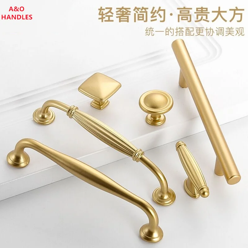 Handles Drawer Cabinet Furniture Kitchen Pearl Golden Handles for Cabinet Knob Door Drawer Furniture Kitchen Aluminum Alloy