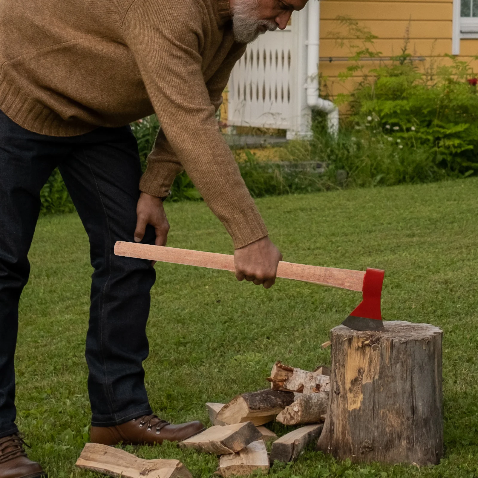 GANAZONO 2 قطعة 50 سنتيمتر الخشب الصلب قبعة خشبية مقبض استبدال لفأس تقطيع استخدام التخييم في الهواء الطلق #3