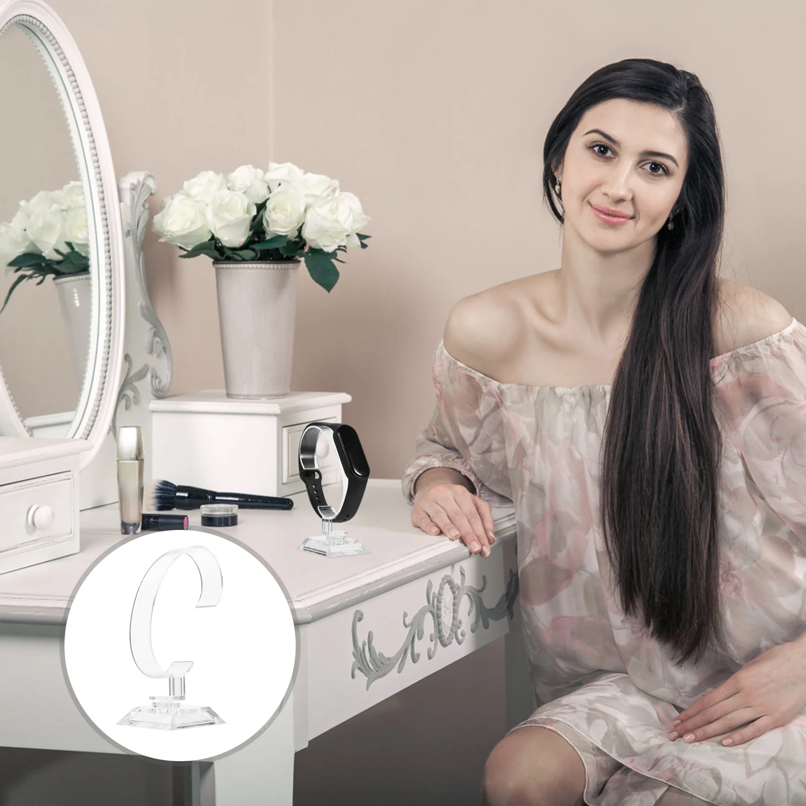 

10Pcs Watch Display Stand Transparent Plastic Stable Holder Multi-Function Bracelet Holder for Bedroom Nightstand Work Desk