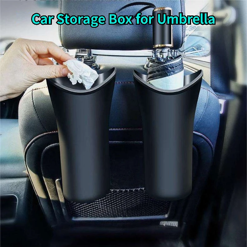 Car Storage Box for Umbrella Organizer Hook Clip Multifunctional Waterproof Bucket Auto Hanging Bottles Holder Backseat Garbage