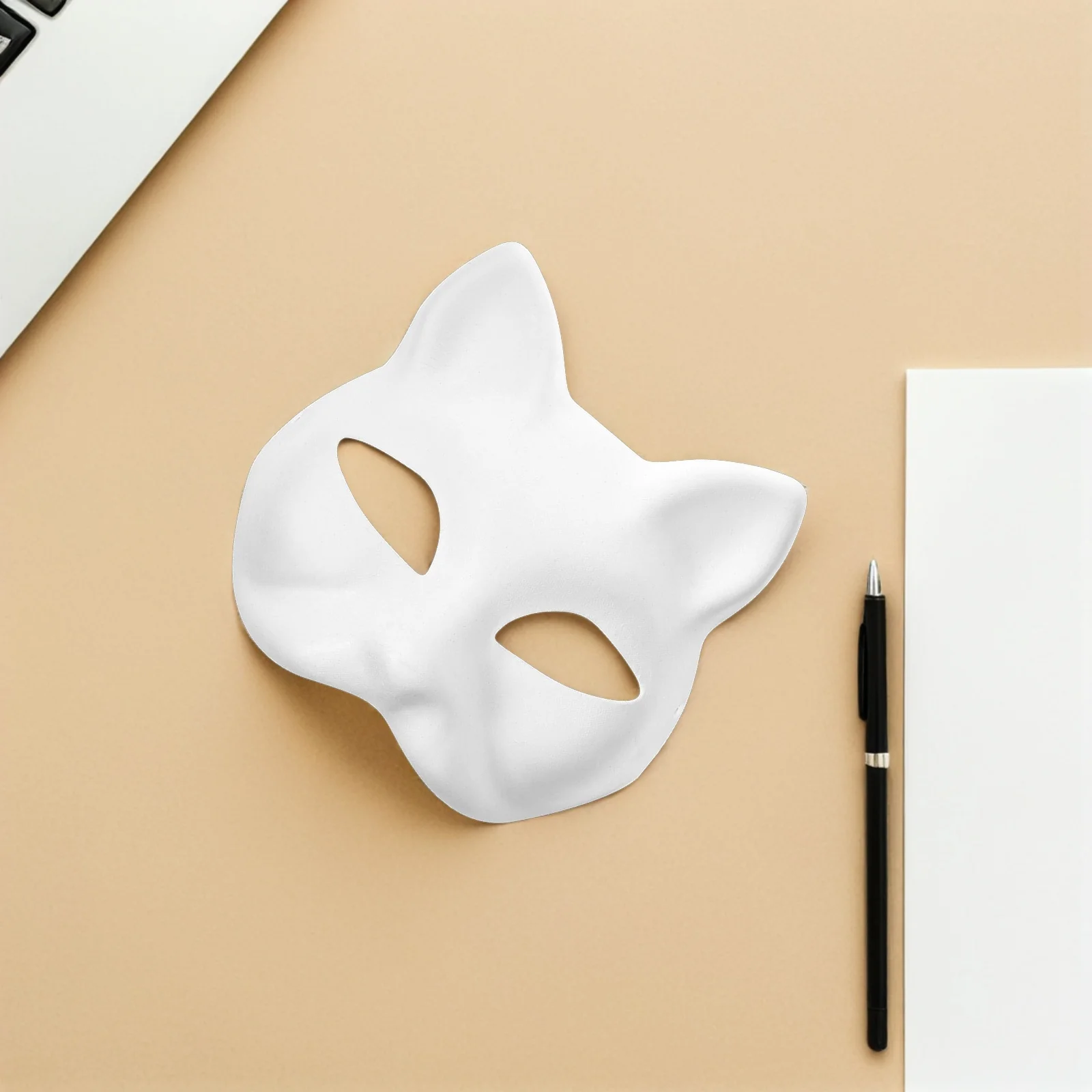 

DIY Blank Mask Kit Hand Painted White Cat Half Face Masquerade Halloween Festival Couple Party Cosplay Paper Accessory