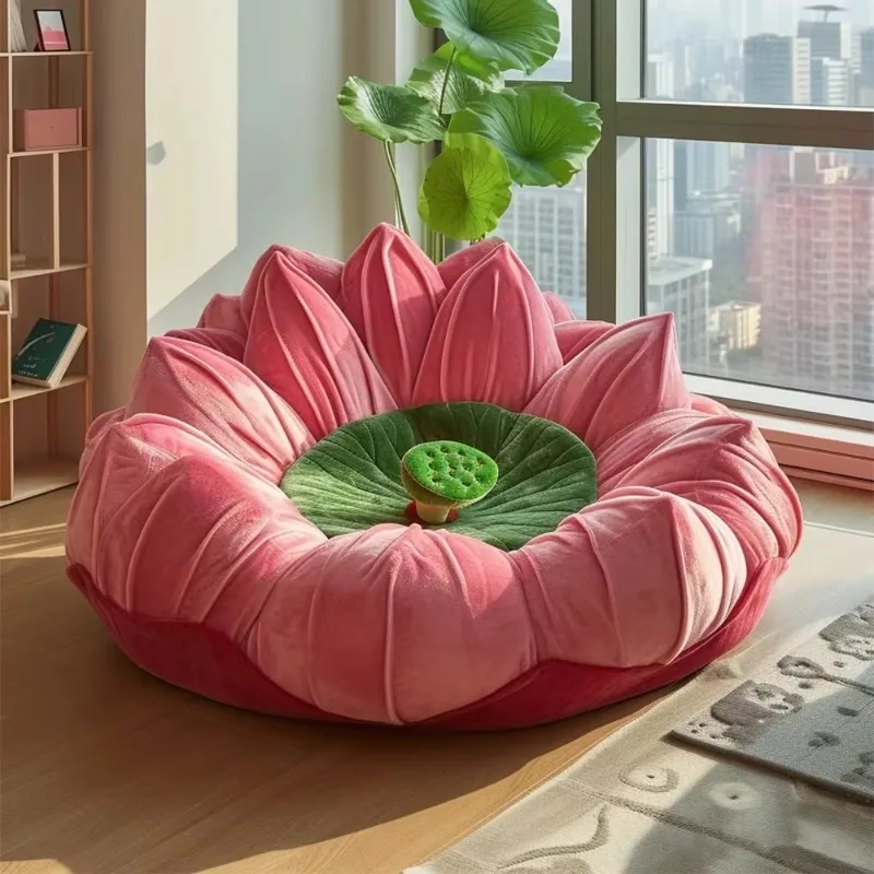Pink Velvet Lotus Sofa Comfortable Home Luxury Spacious Lounge Furniture Relaxing Comfortable Seating Living Room Furniture