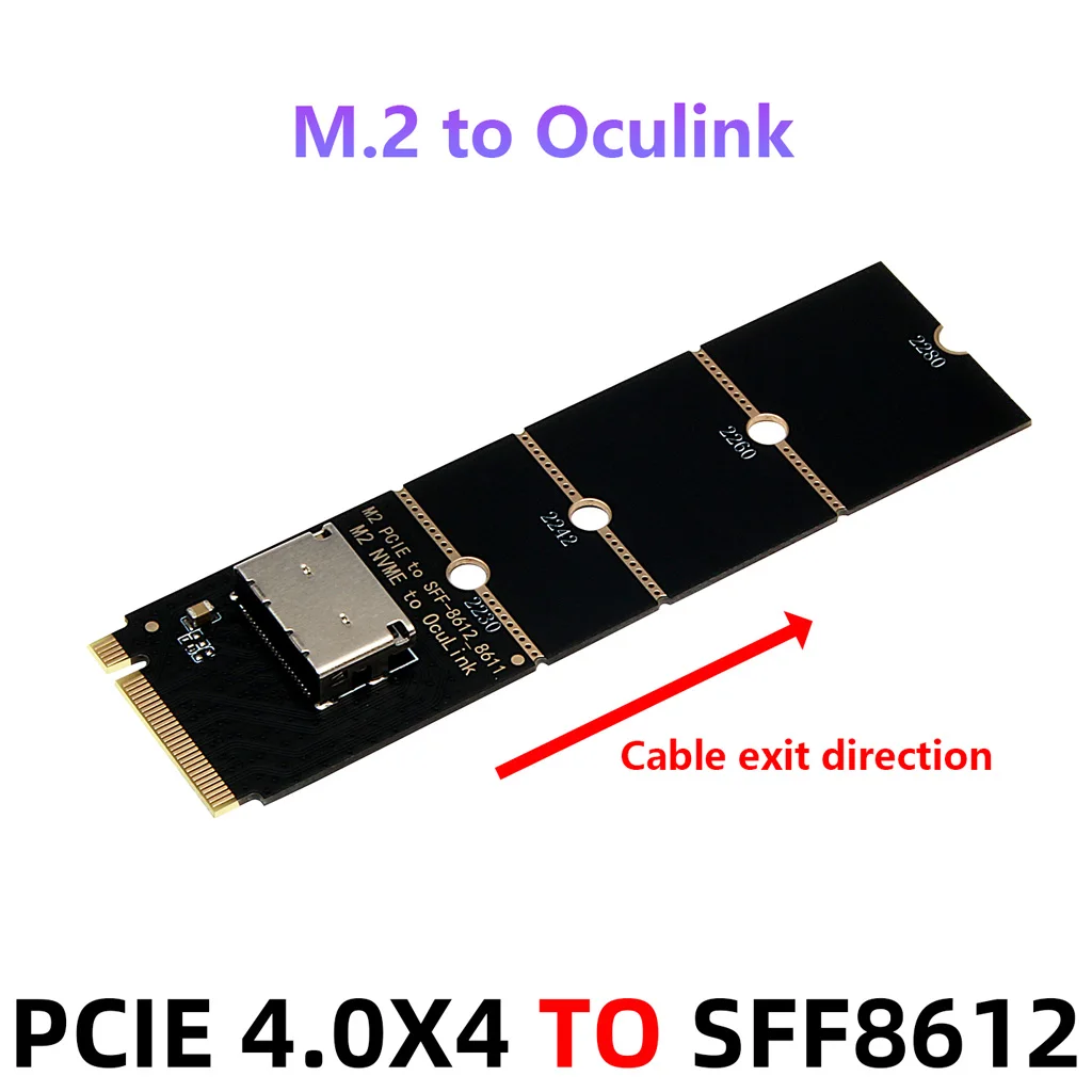 M.2 NVME M‑Key To Oculink SFF‑8612 Adapter Card PCIe4.0 X4 Gen4 U.2 Converter Forward/Reverse Cable‑Out Direction For PC Server
