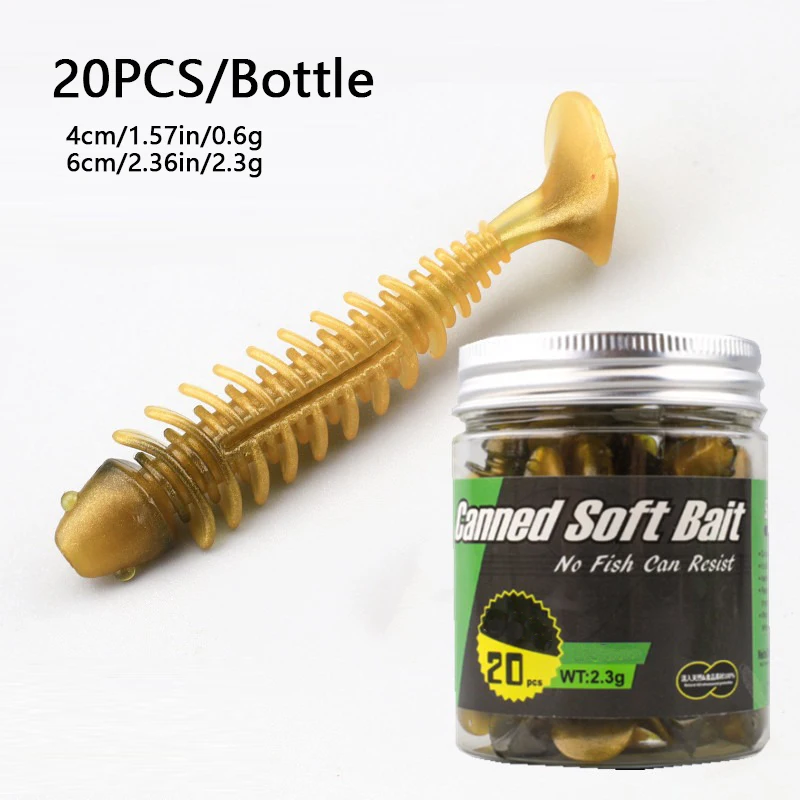Reverse threaded T-tail soft bait for fishing sea bass and mandarin fish, with a curved mouth and slow sinking small soft worms