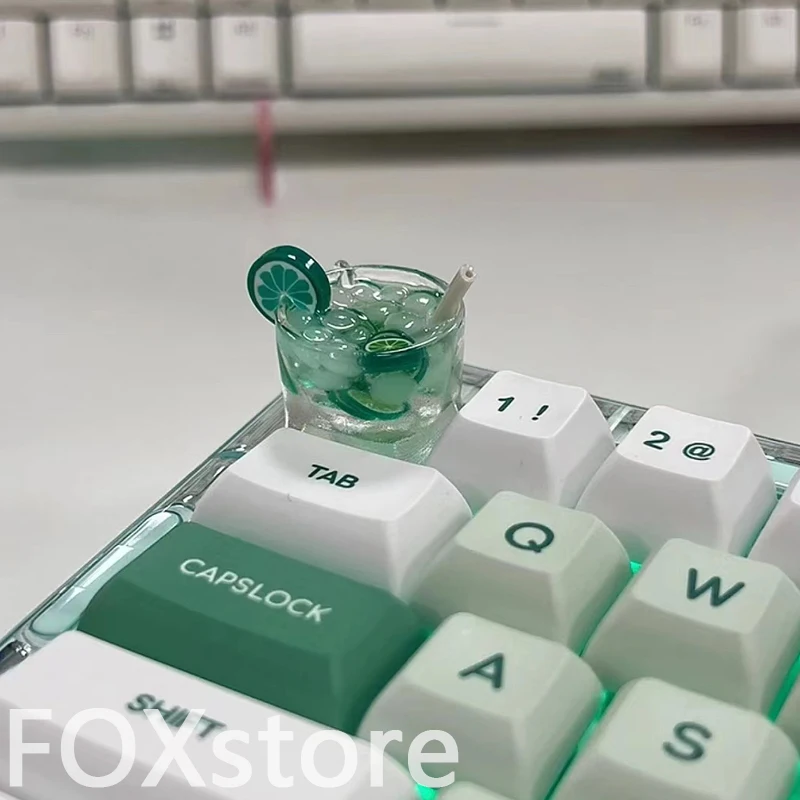 الليمون الشاي Keycap الراتنج شخصية لوحة المفاتيح الميكانيكية الكرز عبر المحور جميل الفاكهة الكمبيوتر زر الأخضر Keycap