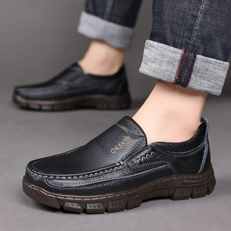 

Мягкие оксфорды на толстой подошве со шнуровкой, мужская повседневная обувь высокого качества, мода 2025 года, трендовый размер 44, классические оригинальные мужские туфли из искусственной кожи