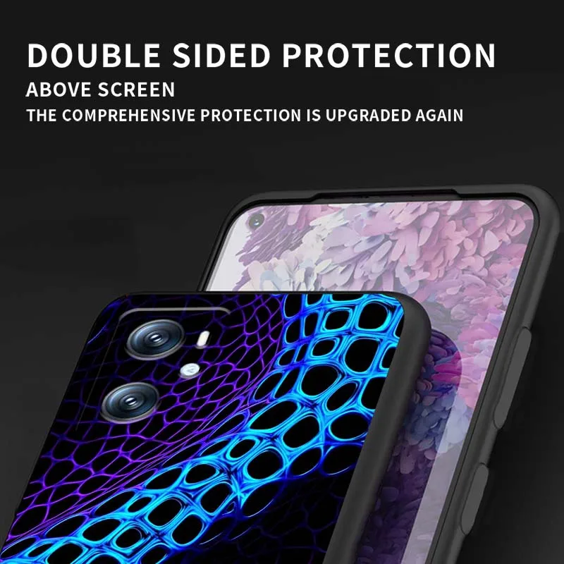 Padrão de estilo criativo para oppo reno 5 6 7 a96 a40 a58 realme gt a74 a78 neo2 a74 a78 encontrar x5 x3 x7 x8 capa preta