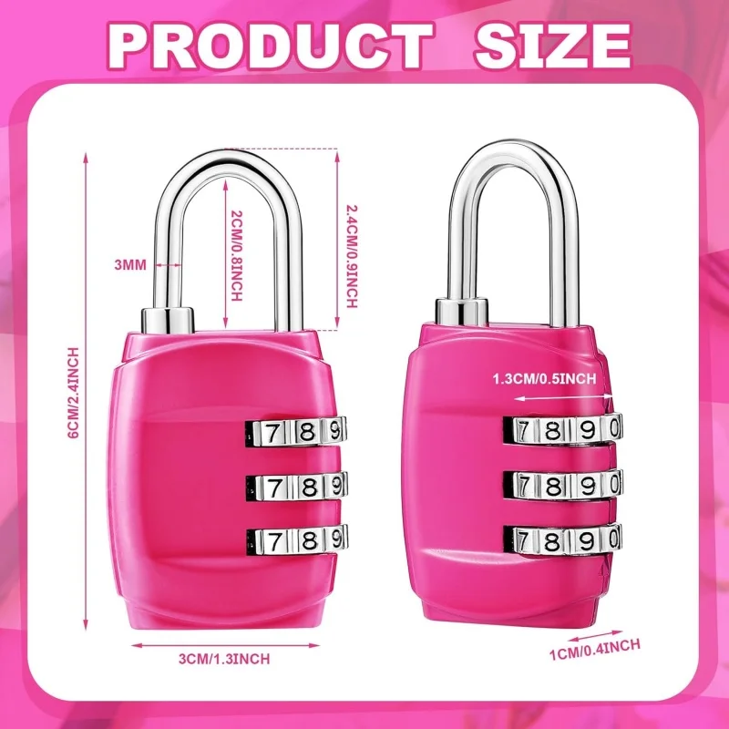 قفل مجمع ملون مكون من 3 أرقام، أقفال أمتعة برمز قابلة لإعادة الضبط، قفل بكلمة مرور مضاد للسرقة للسفر، حقيبة الظهر، الخزانة، صالة الألعاب الرياضية، الخيمة #4