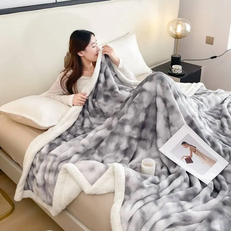 

2024New 450g Full Matting Milk Fleece Double Layer Thickened Large Bubble and Lamb Fleece Double Layer Composite Blanket Printed