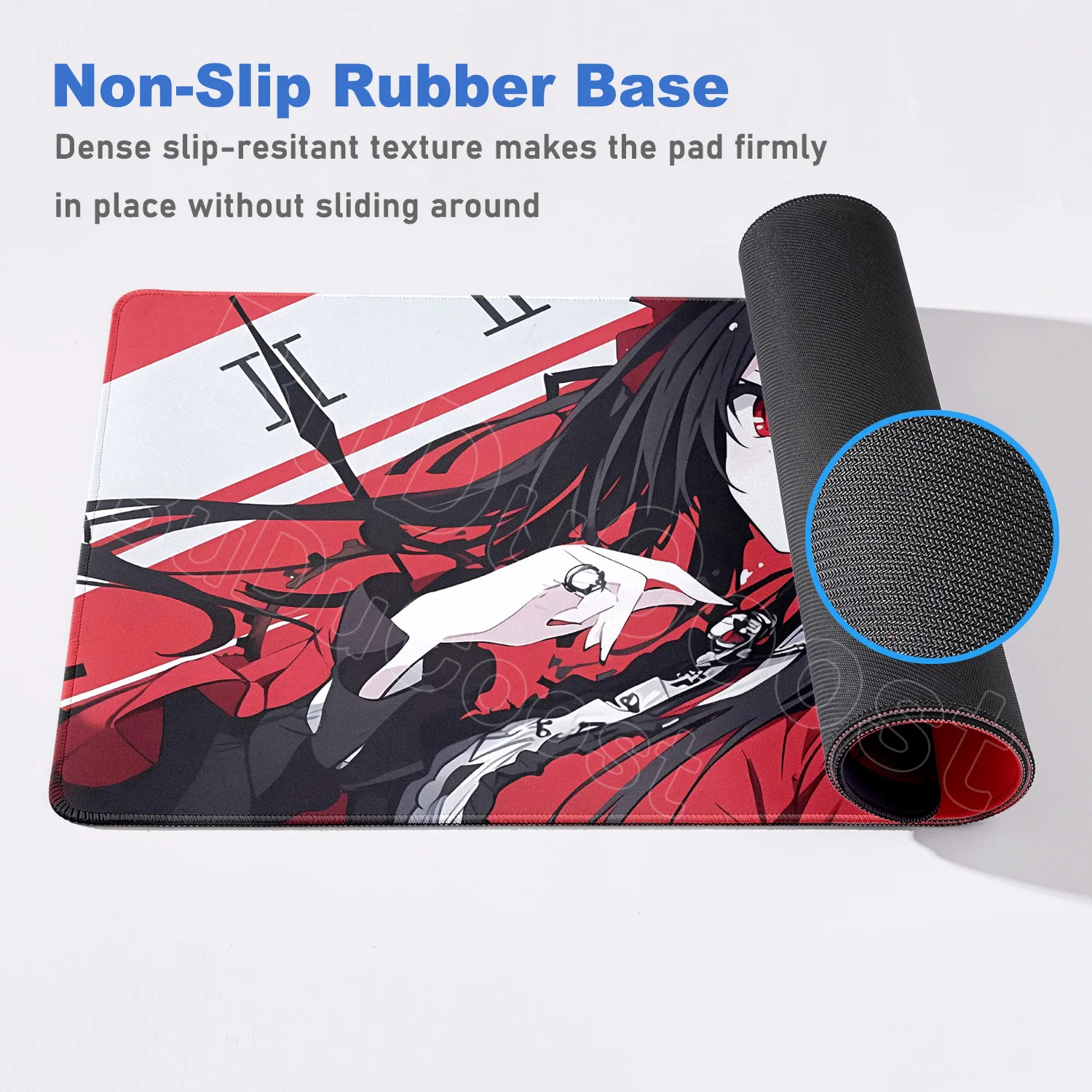 Podkładka pod mysz Kawaii Girl Tokisaki Kurumi Anime Date a Live, podkładka pod laptopa, akcesoria gamingowe, antypoślizgowa gumowa krawędź z obszyciem. — zdjęcie produktu 5