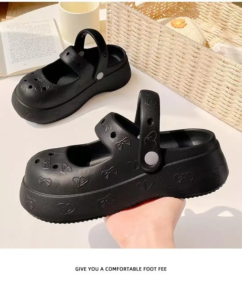 

2026, модная садовая обувь Мэри Джейн, женские тапочки на платформе, милые летние домашние пляжные шлепанцы на толстой подошве для девочек «сделай сам», женская обувь