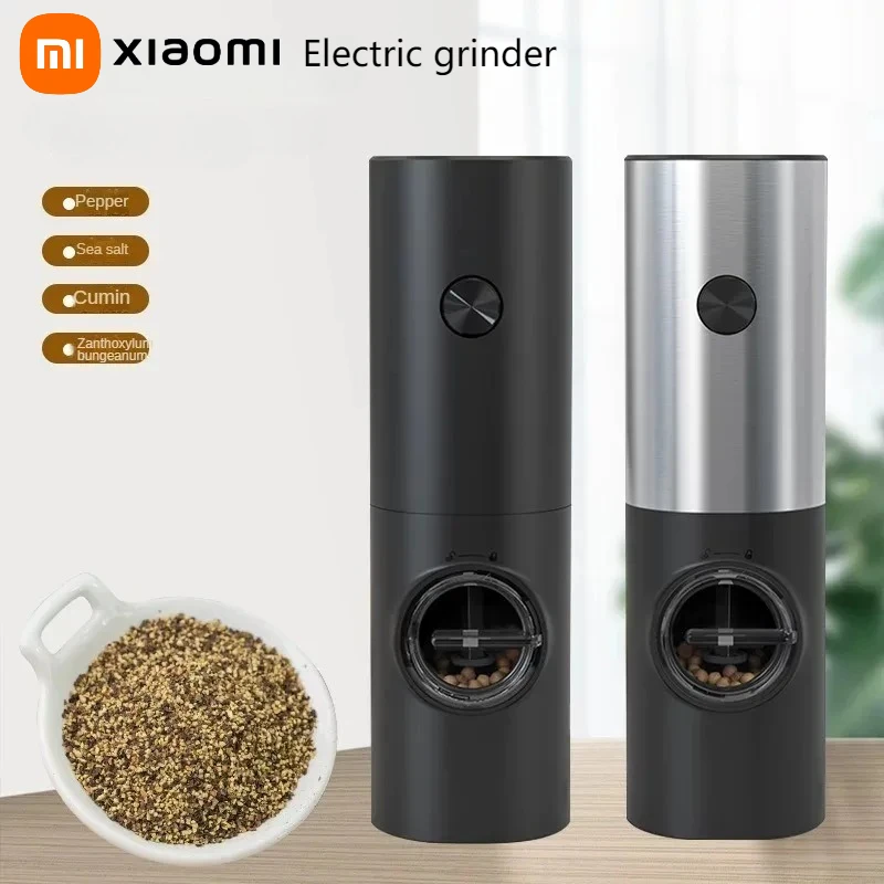 

Электрическая автоматическая мельница для перца и соли Xiaomi Mijia с подставкой, на батарейках, со светодиодной подсветкой, регулируемая степень помола
